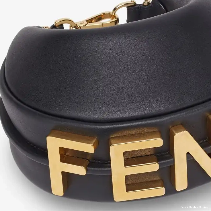 Cheap Black Leather Fendi Mini Bag In Fendigraphy Hobo Calf 0705